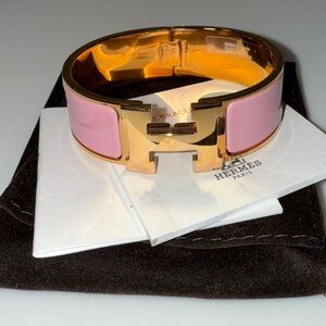Hermes Rose Gold and Pink Clic Clac H Bracelet Size GM